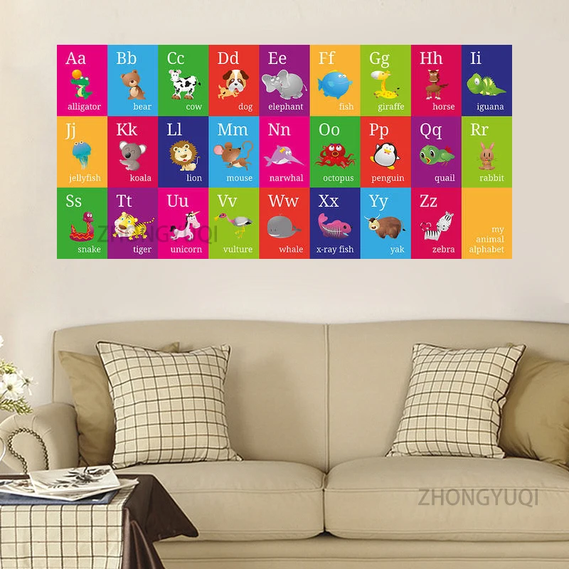 

Abc Alphabet Animal Poster Wall Art Canvas Print Painting Kids English Education Baby Early Learning Children Bedroom Art Decor