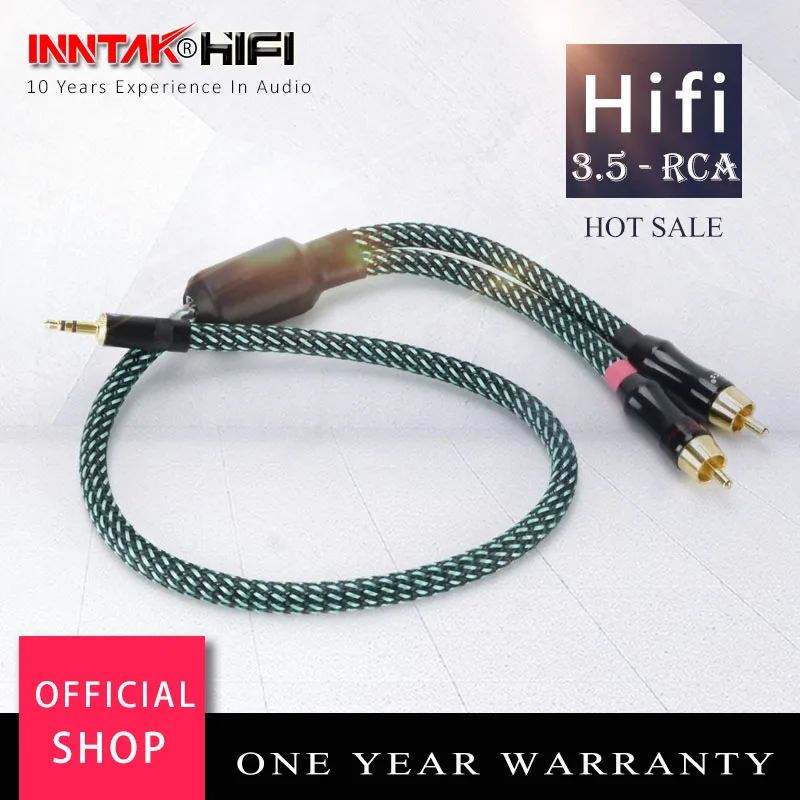 1 шт. Высокое качество Hifi 3 5 мм до 2 RCA кабель 4N OFC аудио кабель|3.5mm to rca|rca cableaudio cable |