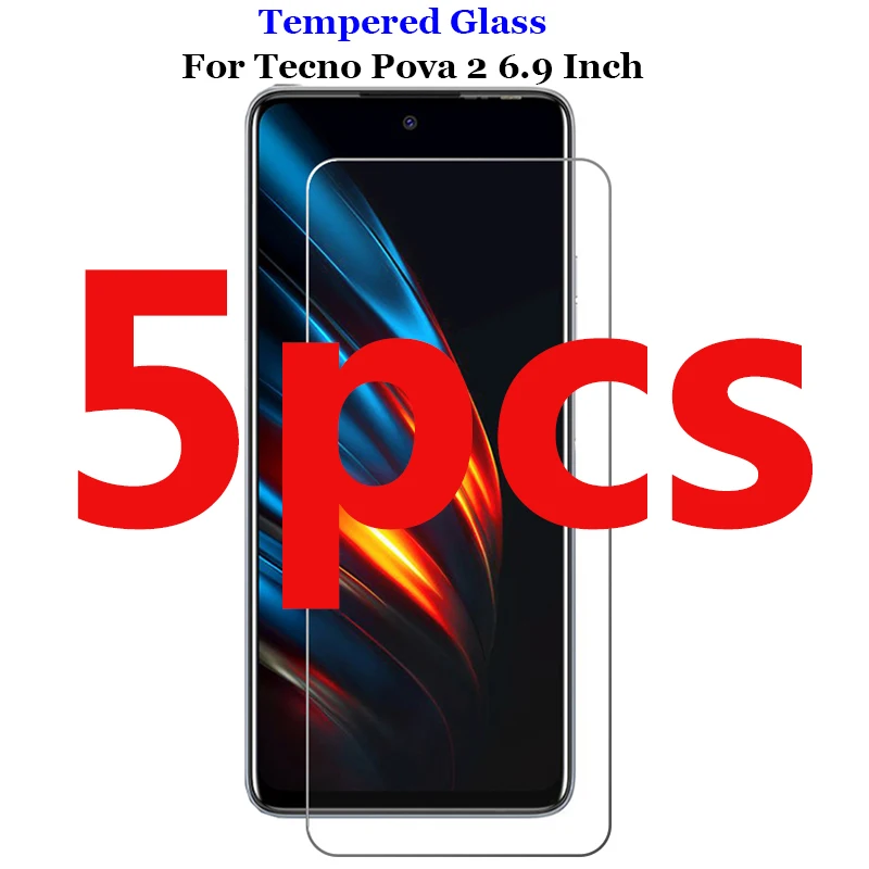 

5 шт./Лот HD защитный экран для Tecno Pova 2 Pova2 6,9 дюйма прозрачное закаленное стекло безопасность 9H Премиум Защитная пленка для экрана