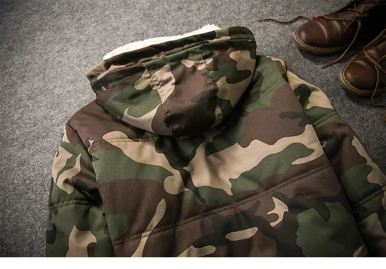 Мужская камуфляжная куртка с капюшоном повседневная утепленная парка в стиле