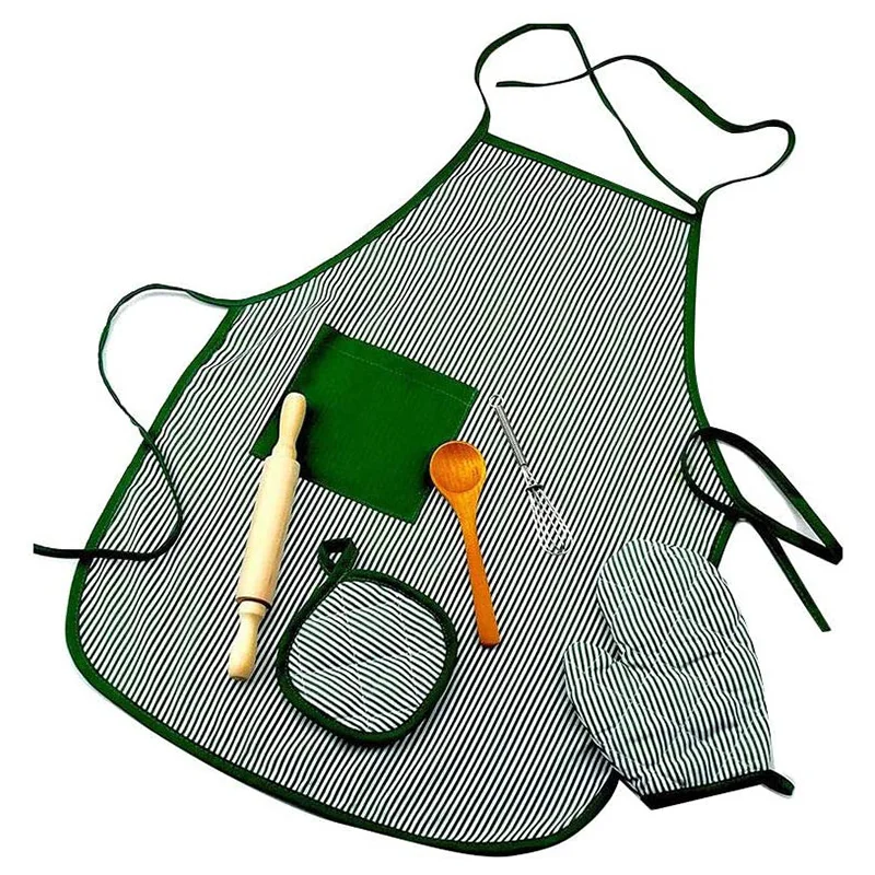 

Children Chef Set DIY Cooking Baking Suit Toys Set New Pretend Play Apron Gloves