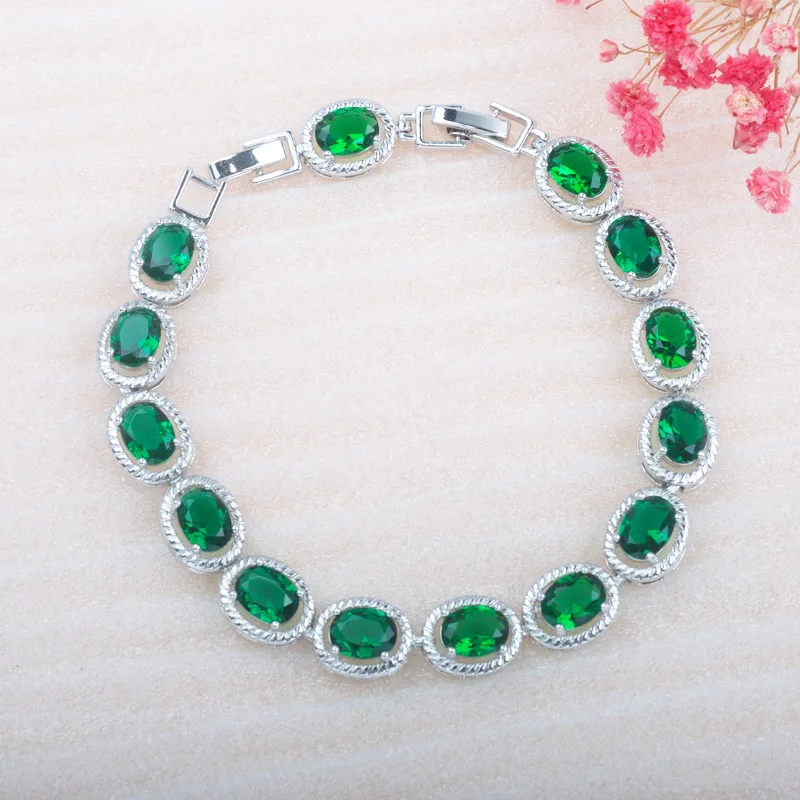 

Trendy Rose Red Cubic Zirconia Bracelets Jewelry Silver Color Charm Crystal Female Bangles Russian Style