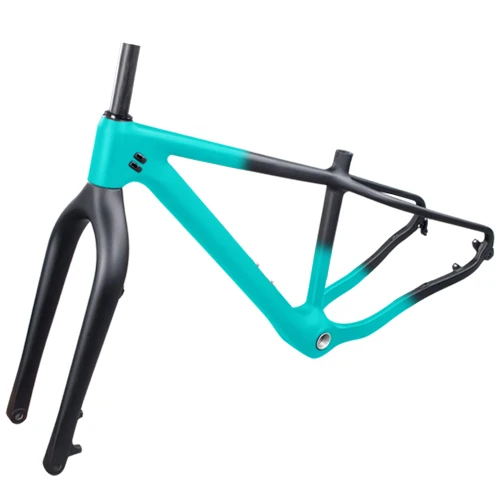 Front half green T800 карбоновая рама для снежного жира 1-1/8 to1-1/2 коническая рама 31,6 мм Подседельный штырь рама+ вилка ось через заднюю часть и крюк задний обмен - Цвет: Front half green