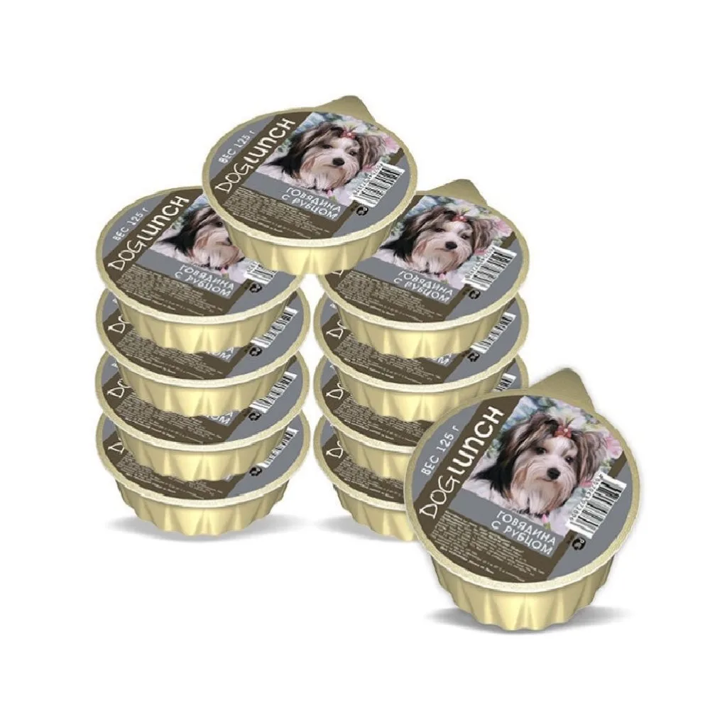 ДОГ ЛАНЧ консервы д/собак крем суфле Говядина с Рубцом ламистер 125гр 10 шт.|Влажный