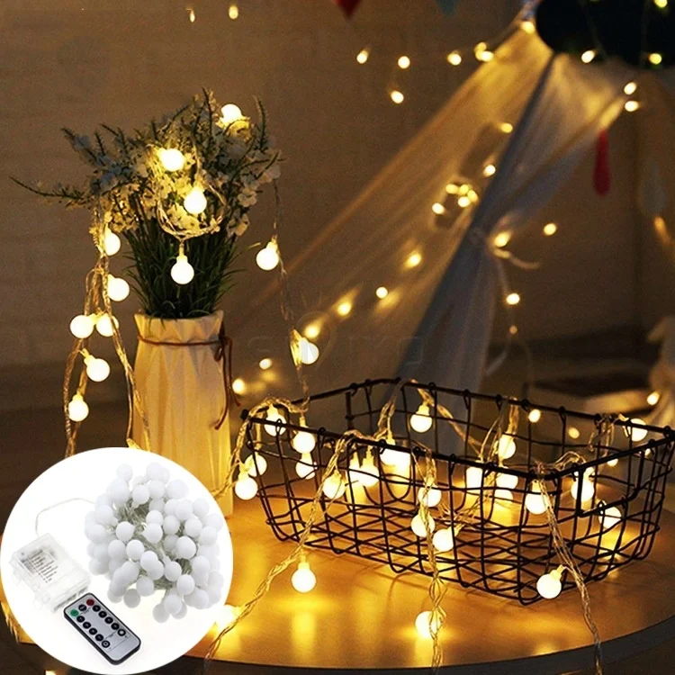 Светодиодная гирлянда с матовыми шариками осветительная цепочка декоративное