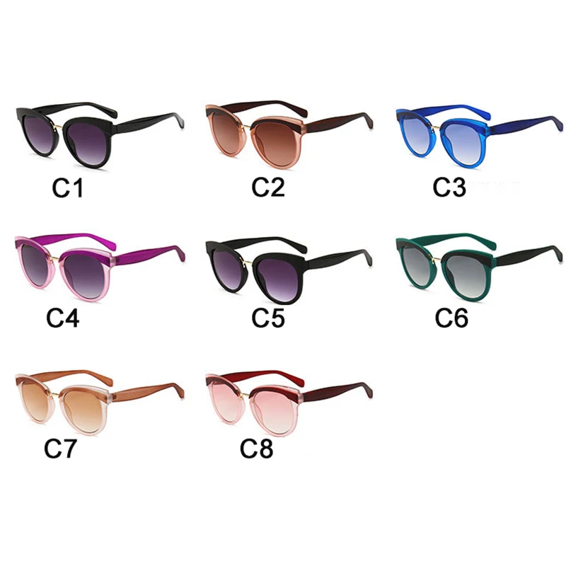 Модные Цветные солнцезащитные очки кошачий глаз женские Брендовые высокого