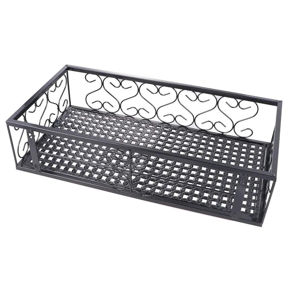 

1pc Balcony Hanging Guardrail Flower Stand Plant Succulent Railing Flower Pot Planting Shelf (Black)