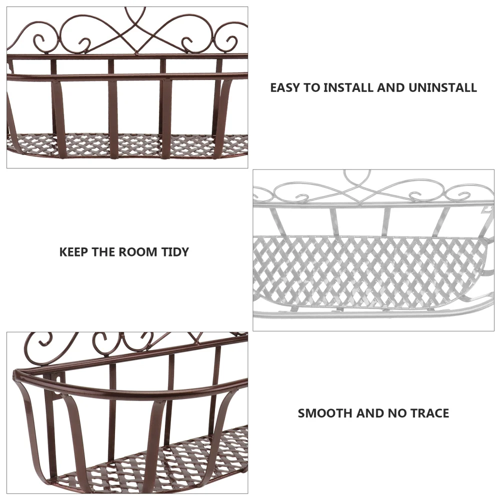 

2pcs Wrought Iron Shelf Wall-mounted Storage Rack Basket Flowerpot Shelf