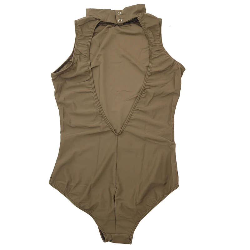 Балетные трико для маленьких детей боди с высоким воротом без рукавов из лайкры и