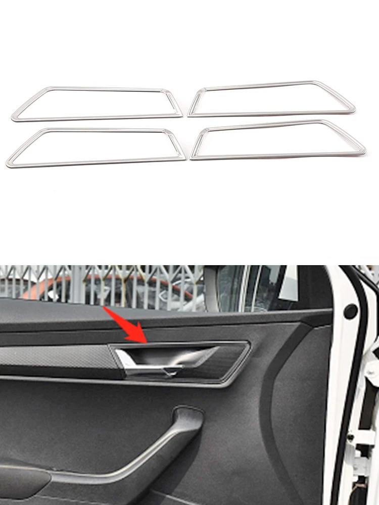 

For Skoda Karoq 2018 2019 2020 2021 Door Handle Bowl Trim Cover Decorative Strip Frame Stainless Steel Interior Accessories