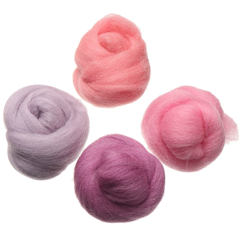 12 Colors 5g/bag Wool Fibre Roving For DIY Needle Felting Hand Spinning Fun Doll Needlework Raw Felt poke | Дом и сад