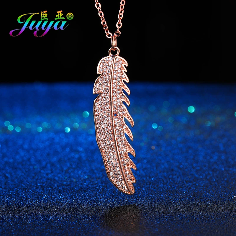 Ювелирная фурнитура Juya сделай сам микро ПАВЕ циркониевое перо Очаровательные