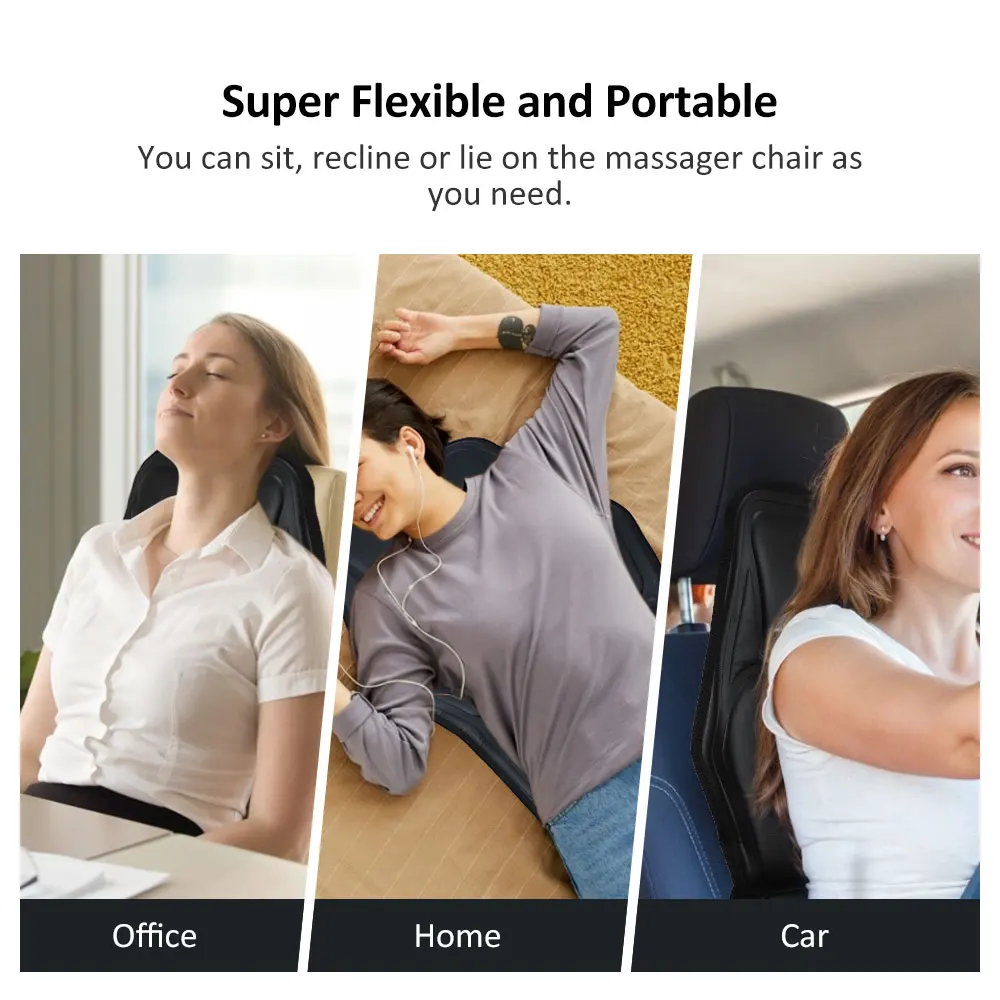 

Electric Back Massager PU Chair Mat Multifunctional Neck Waist Back Massage Cushion Mattress Pain Relief Vibrating Heating Pad