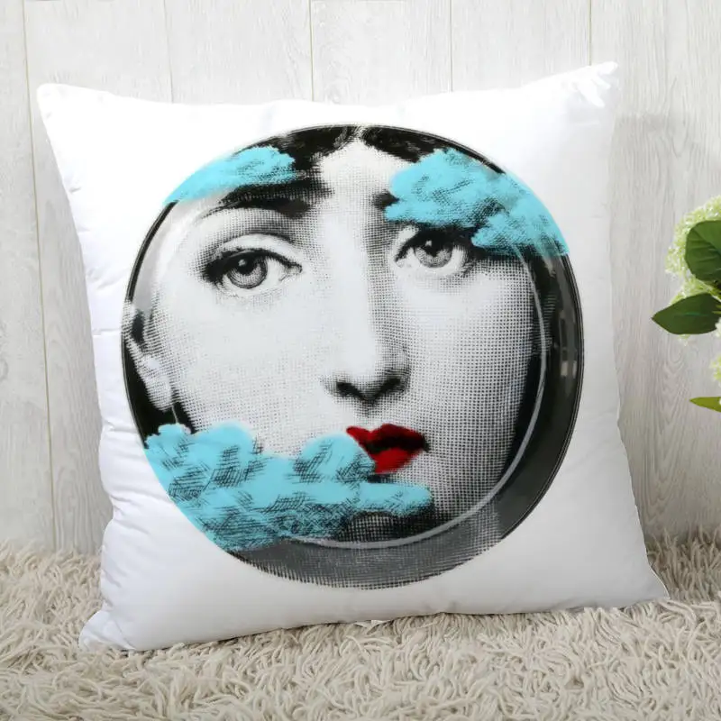 Pillowcase 5 Наволочки на заказ итальянские-Fornasetti-серия Art Woman Face квадратная Наволочка на молнии наволочка 40*40 см, 45*45 см(одна сторона - Цвет: Pillowcase 5