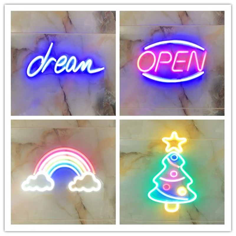 9 видов радужных неоновых настенных светильников вечерние Подвесные
