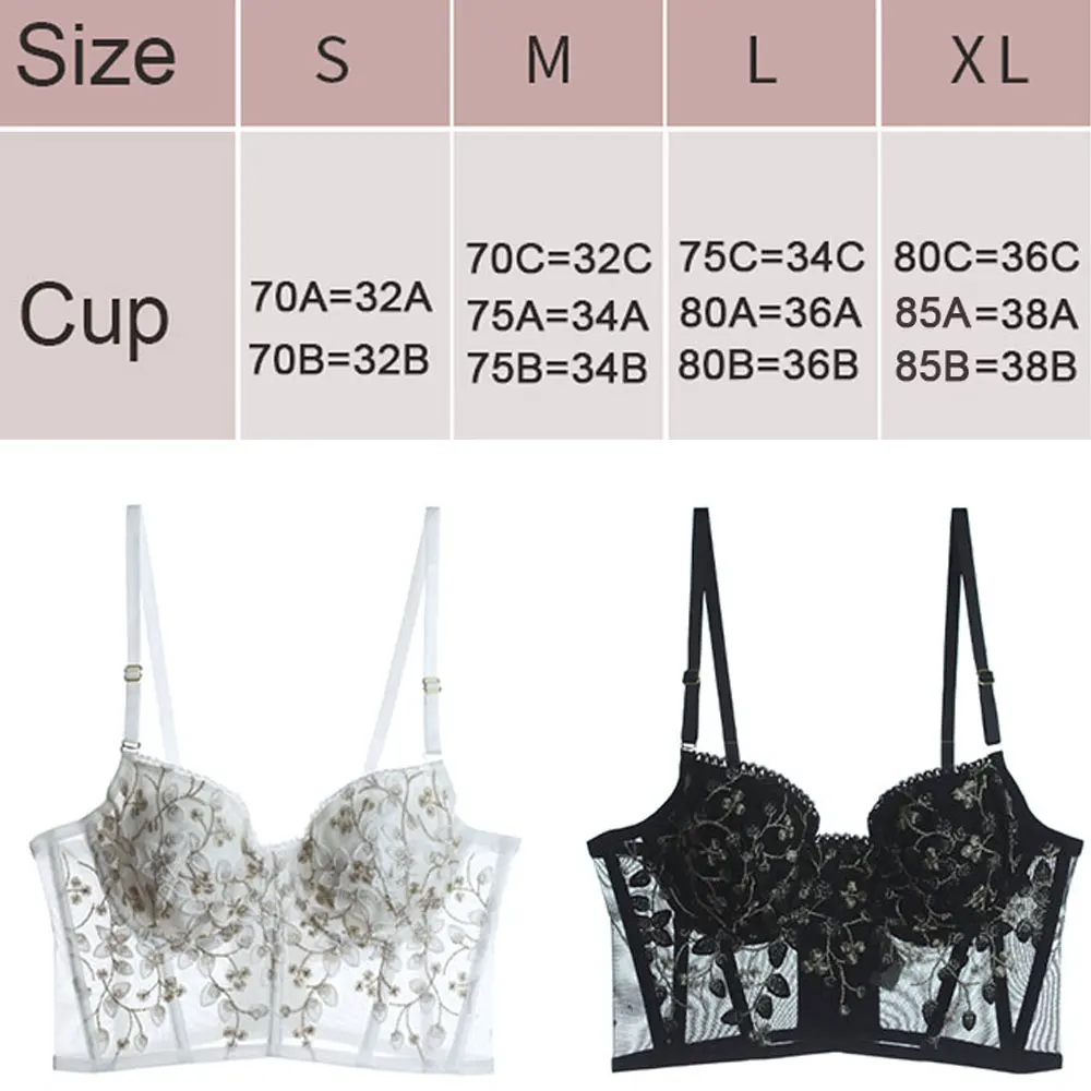

Sexy Lingerie Set Embroidery Floral Bra Lace G-String Underwear Glitter Bralette Push Up Bras And Panty Sets Transparent Through