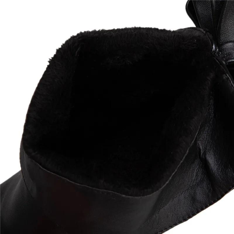 

2019 Fashion Big Bow Cute Lolita Shoes Women Boot White Black Hidden High Heel Slip on Sweet Bowtie Ankle Boots Size 43