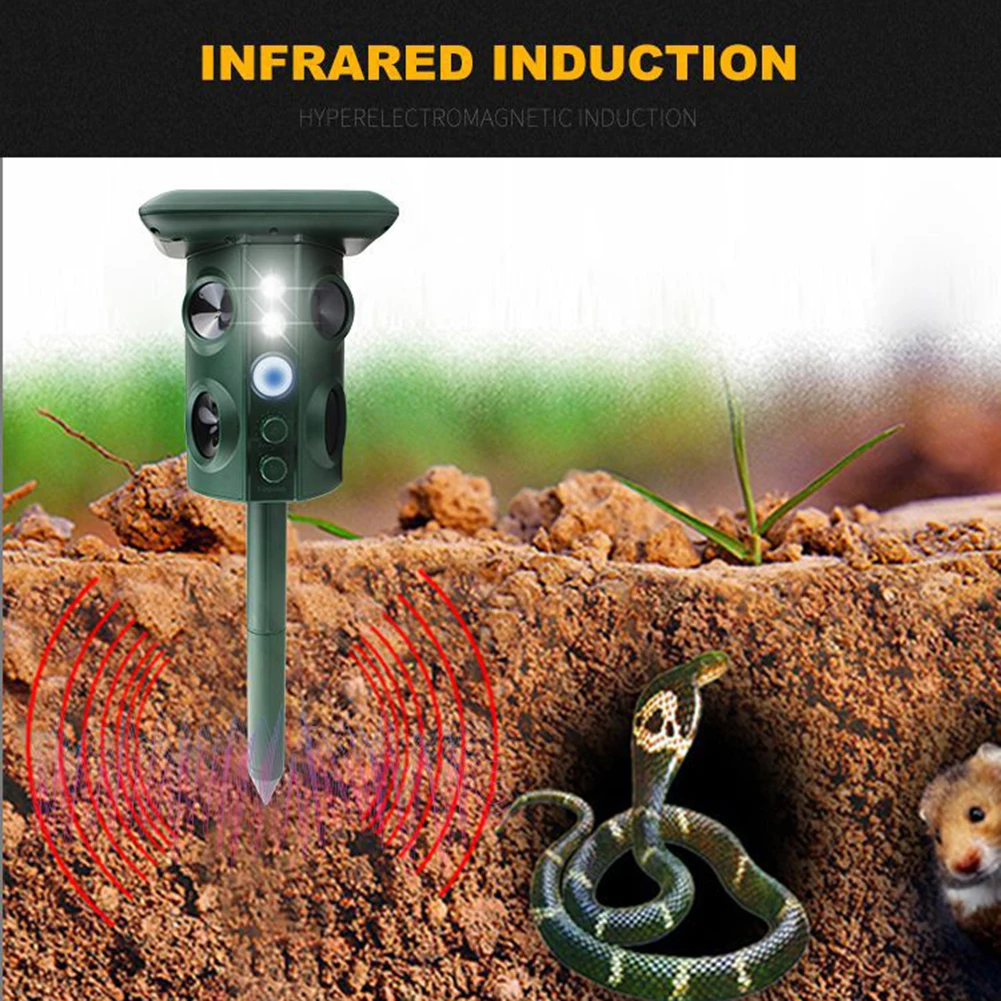 Mole Rat Mouse Repeller Solar Ultrasonic Cockroach Spider Snake Fly Pest Reject for Household Safety Accessories | Дом и сад