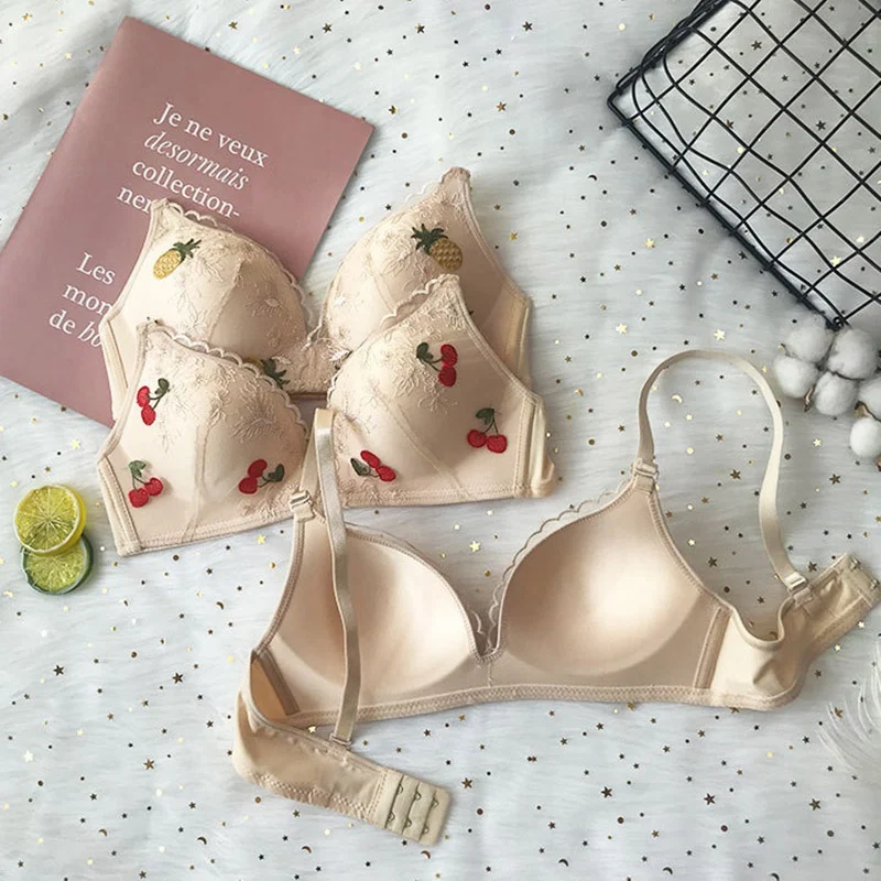 Женский сексуальный бюстгальтер без косточек с пуш-ап регулируемой вышивкой