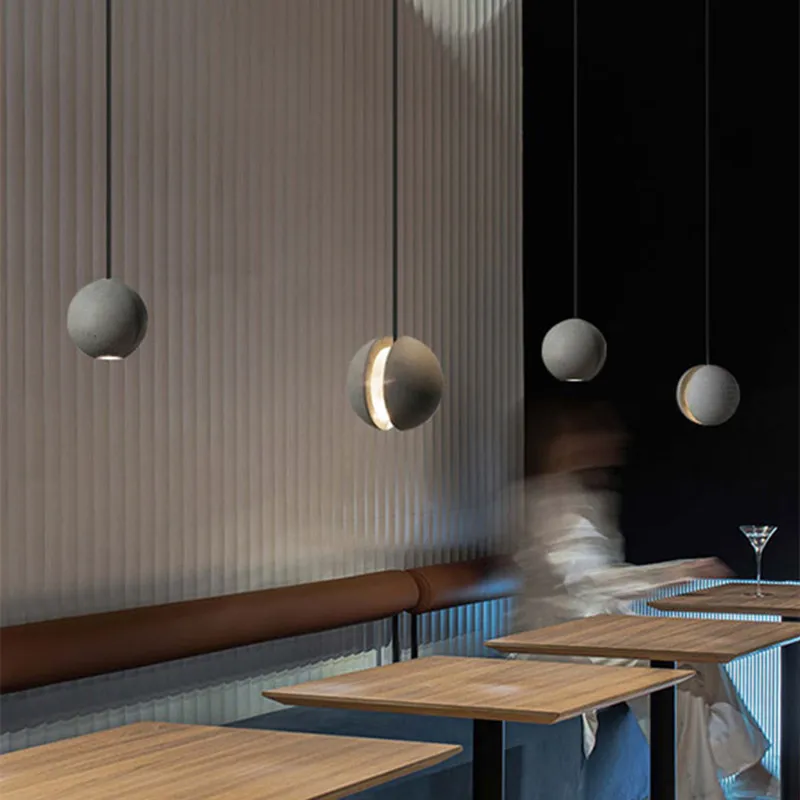 Moon Concrete Pendant lamp Cafe Bar kitchen island LOFT Industrial pendant light Ball decoration dining room light fixtures