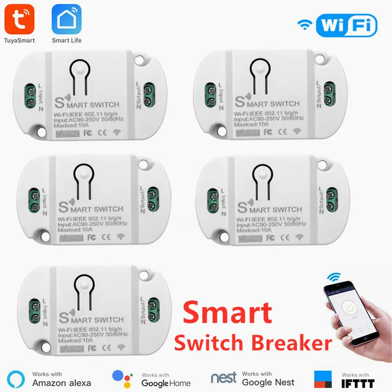 

Беспроводной дистанционный выключатель для умного дома, 10 А, Wi-Fi, домотический светодиодный контроллер светильник Модуль Alexa Google Home через пр...