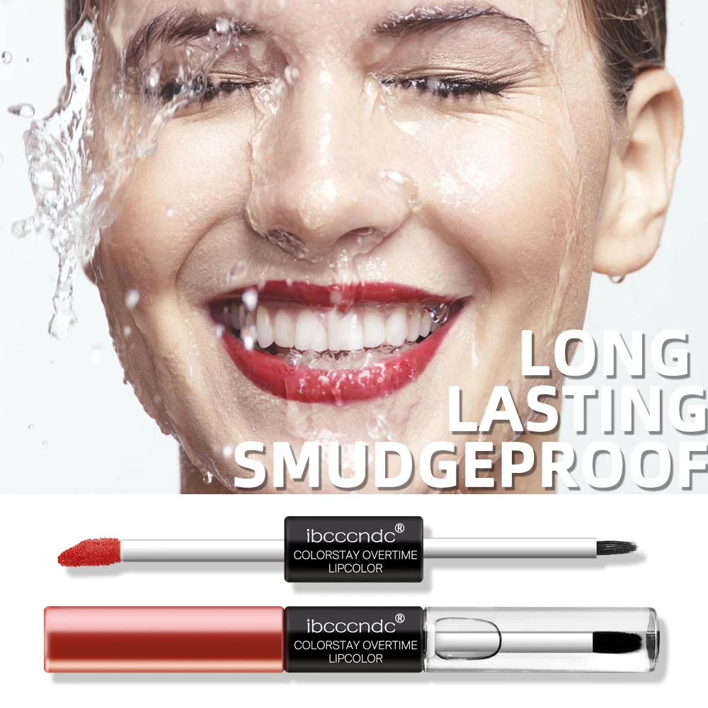 Блеск для губ 2 в 1 с двойной головкой и Жидкий блеск Увлажняющий долговечный