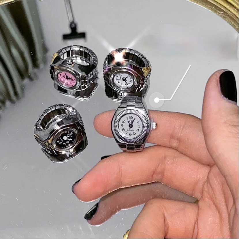 

Party Men Rings Creative Watch Shaped Two Tone Design Rings For Men Wedding Ring With Size 6-14 Male Jewelry Wholesale
