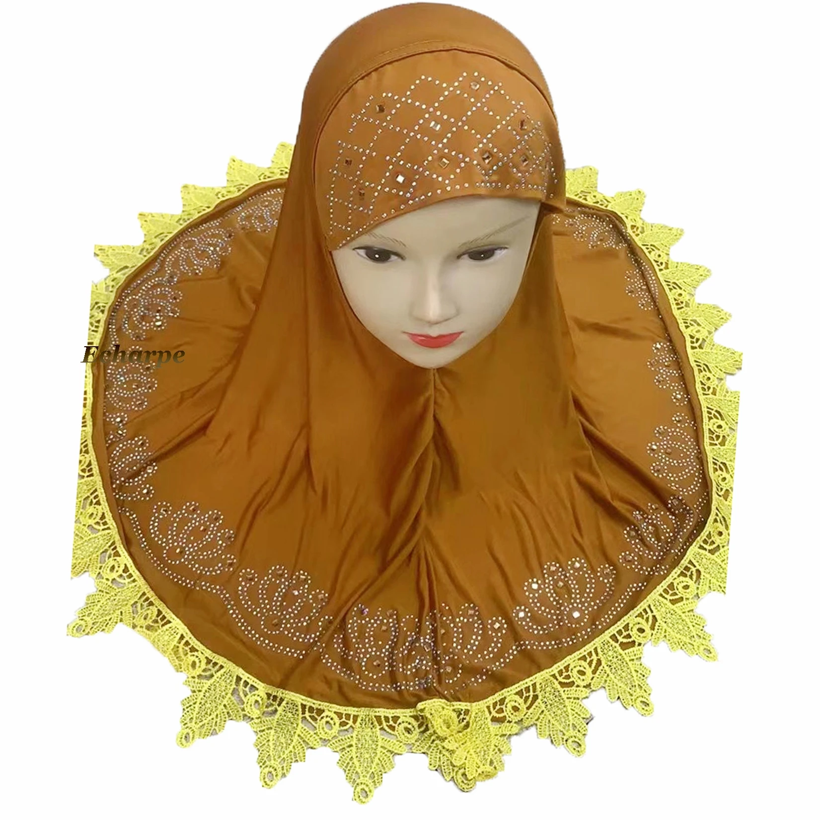12 шт. мусульманские детские шапки хиджаб для девочек детские мусульманские головные уборы шапки кружевная вышивка мусульманский тюрбан полное покрытие банданы