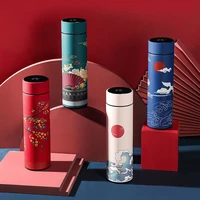 chinese style retro thermos cup thermo fles cup intelligent temperature display drinking thermos cup 500ml