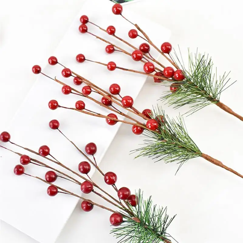 6 шт. красный смешанный искусственный цветок вишневые ягоды с тычинками Набор DIY
