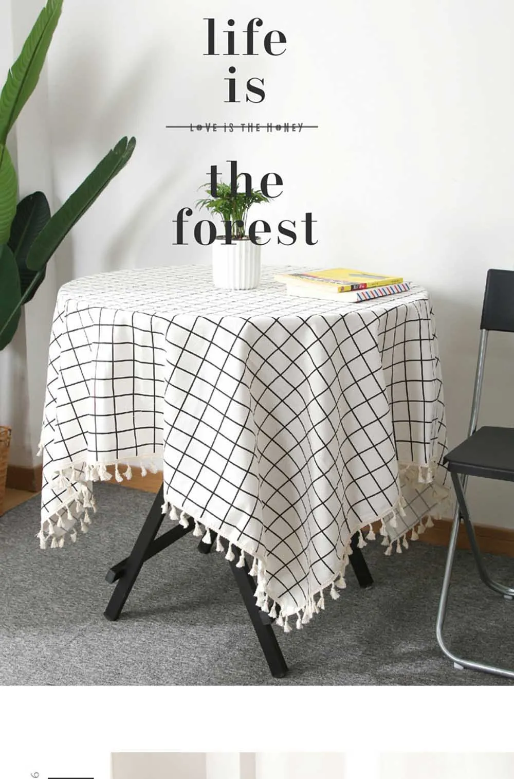 Скатерть из хлопка и льна прямоугольная в полоску с принтом | Дом сад