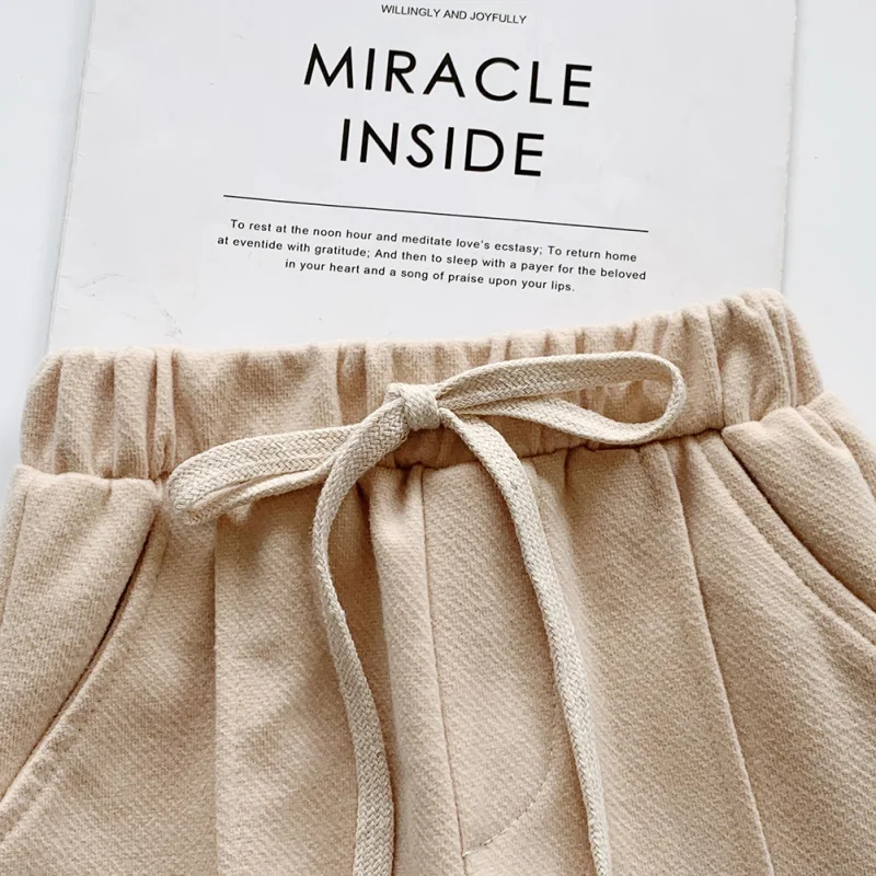 Осенние прямые штаны для мальчиков и девочек однотонные Повседневные детские