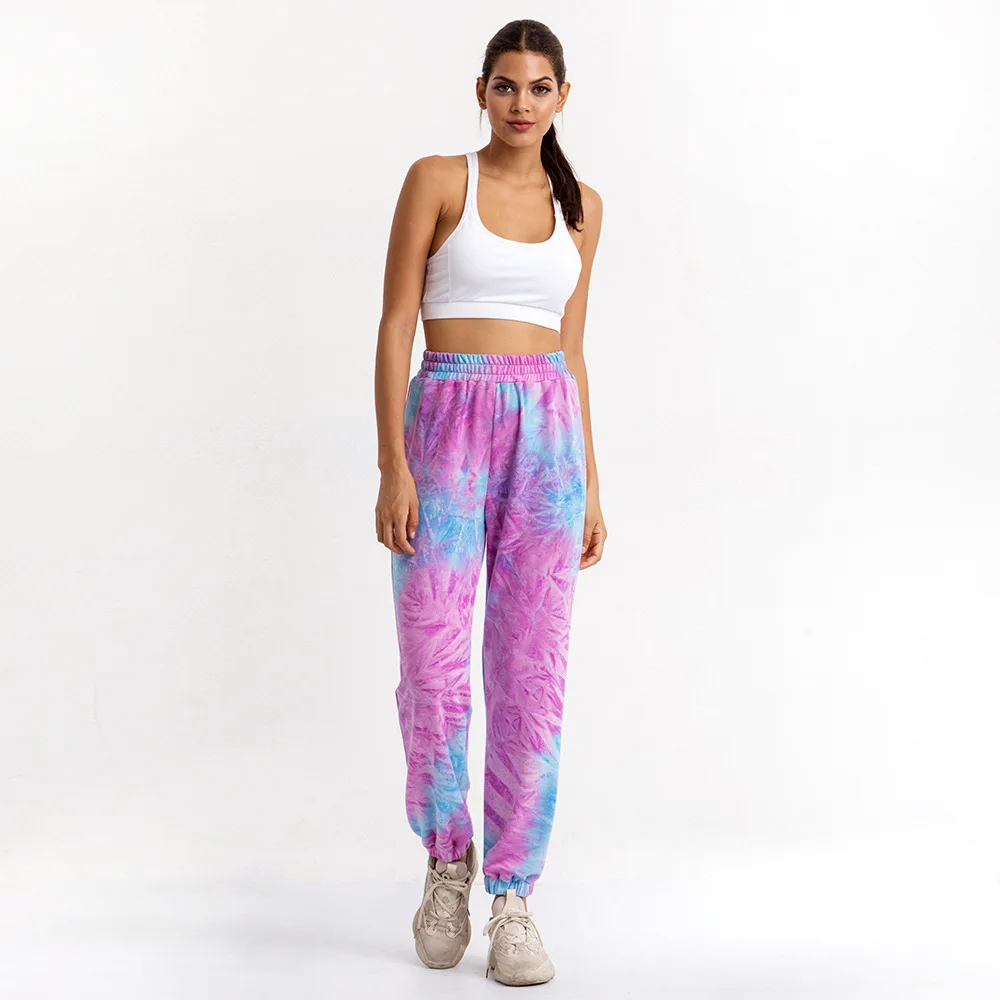 BOOFEENAA Tie Dye модные Беговые брюки в повседневном стиле женские уличные спортивные