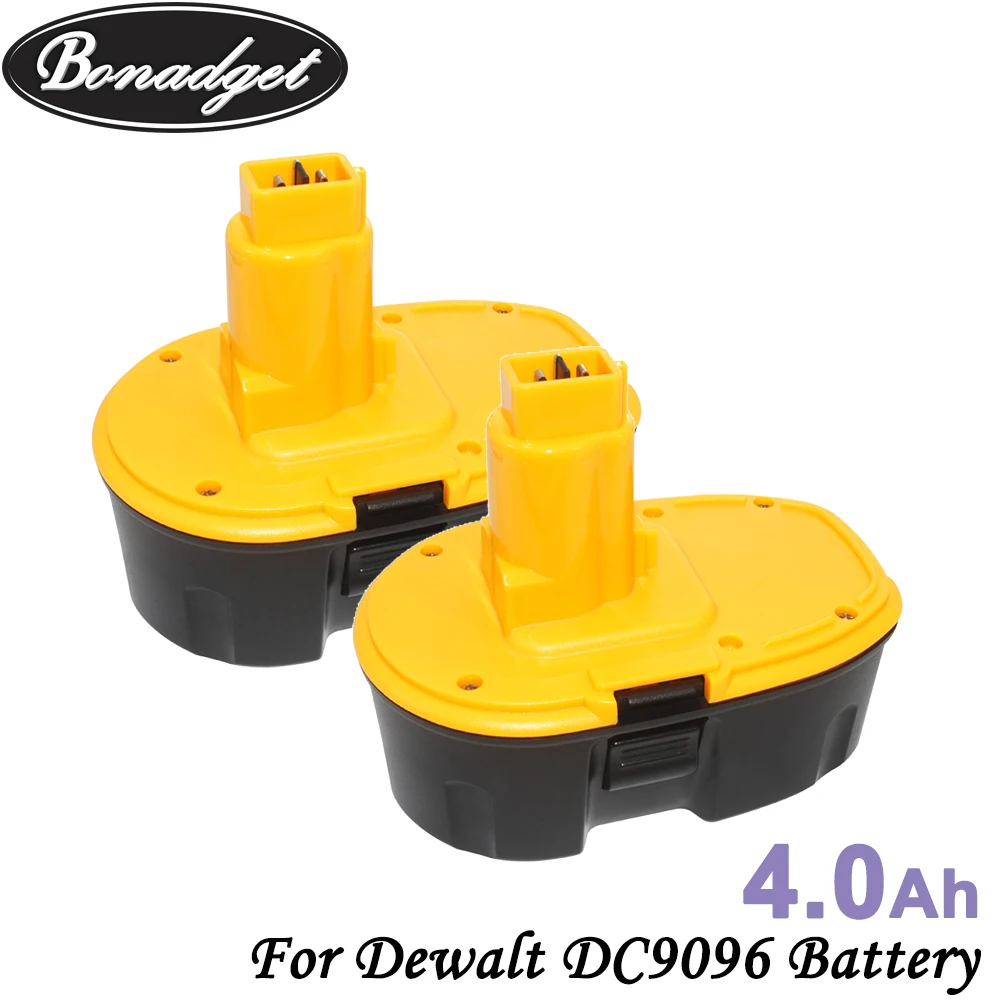 

Перезаряжаемая батарея Bonadget 2 шт. 4000 мАч 18 в DC9096 Ni-MH для Dewalt DE9039 DE9095 DE9096 DC020 DC212 DC212B DE9039 батарея