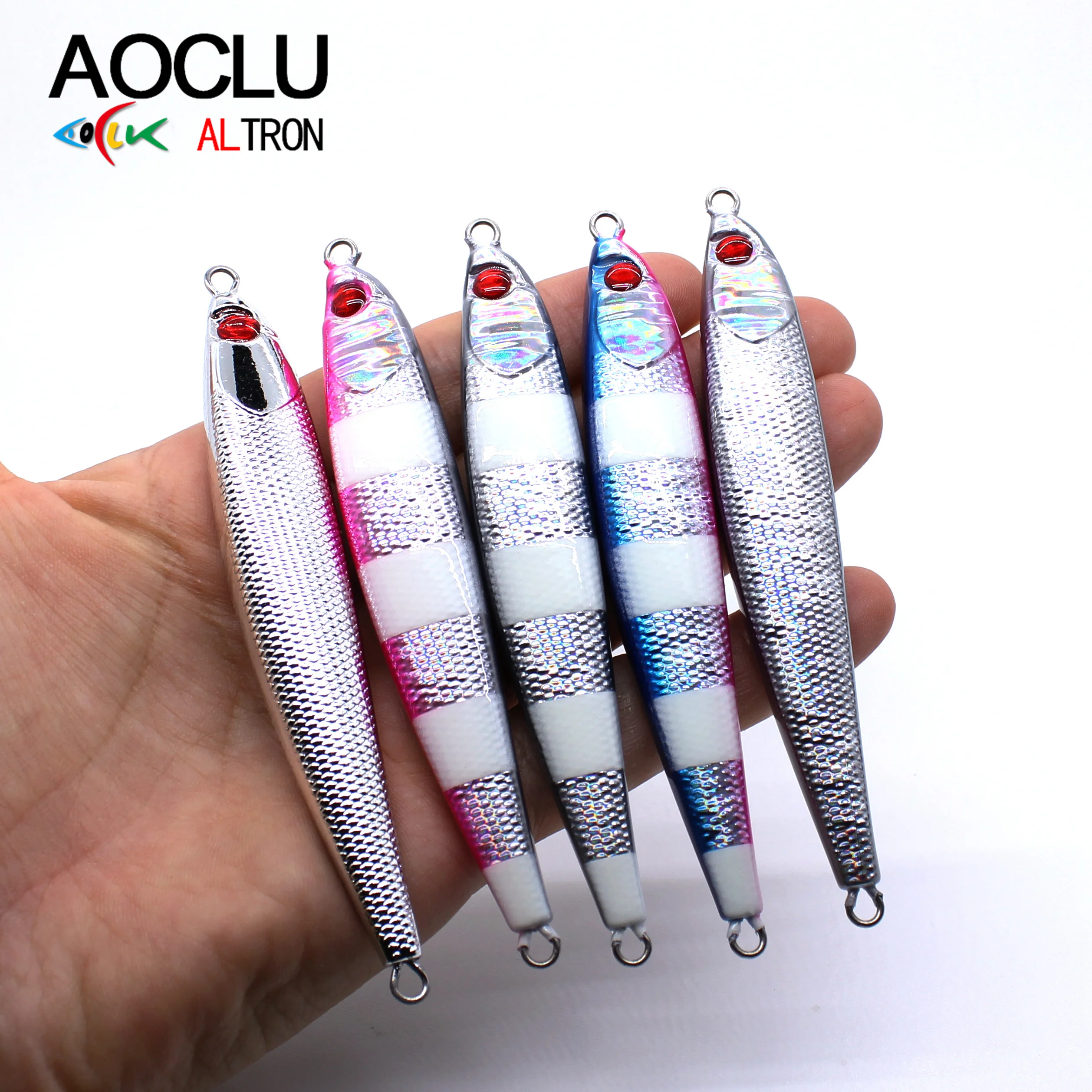 AOCLU Wobblers 40g 60g 80g 100g Silver Metal Jig Hard Bait Sinking Stick Fishing Lures Bass Fresh Salt Water Origin Jigging