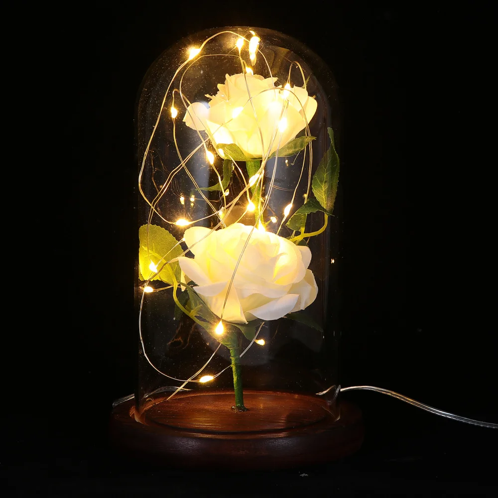 

1pc Romantic Rose LED Lamp Gift Glass Shade Eternal Rose Light Ornament