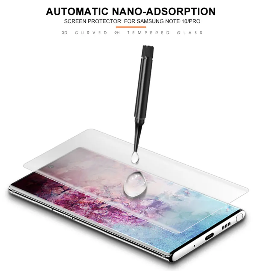 Полностью Жидкий Клей закаленное стекло для samsung Note 10 Plus 9 8 пленка УФ экран