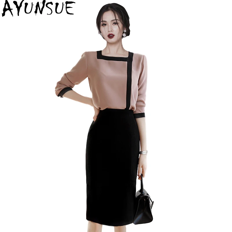 AYUNSUE высокое качество женские блузки на весну и осень 2021 Элегантная Дамская
