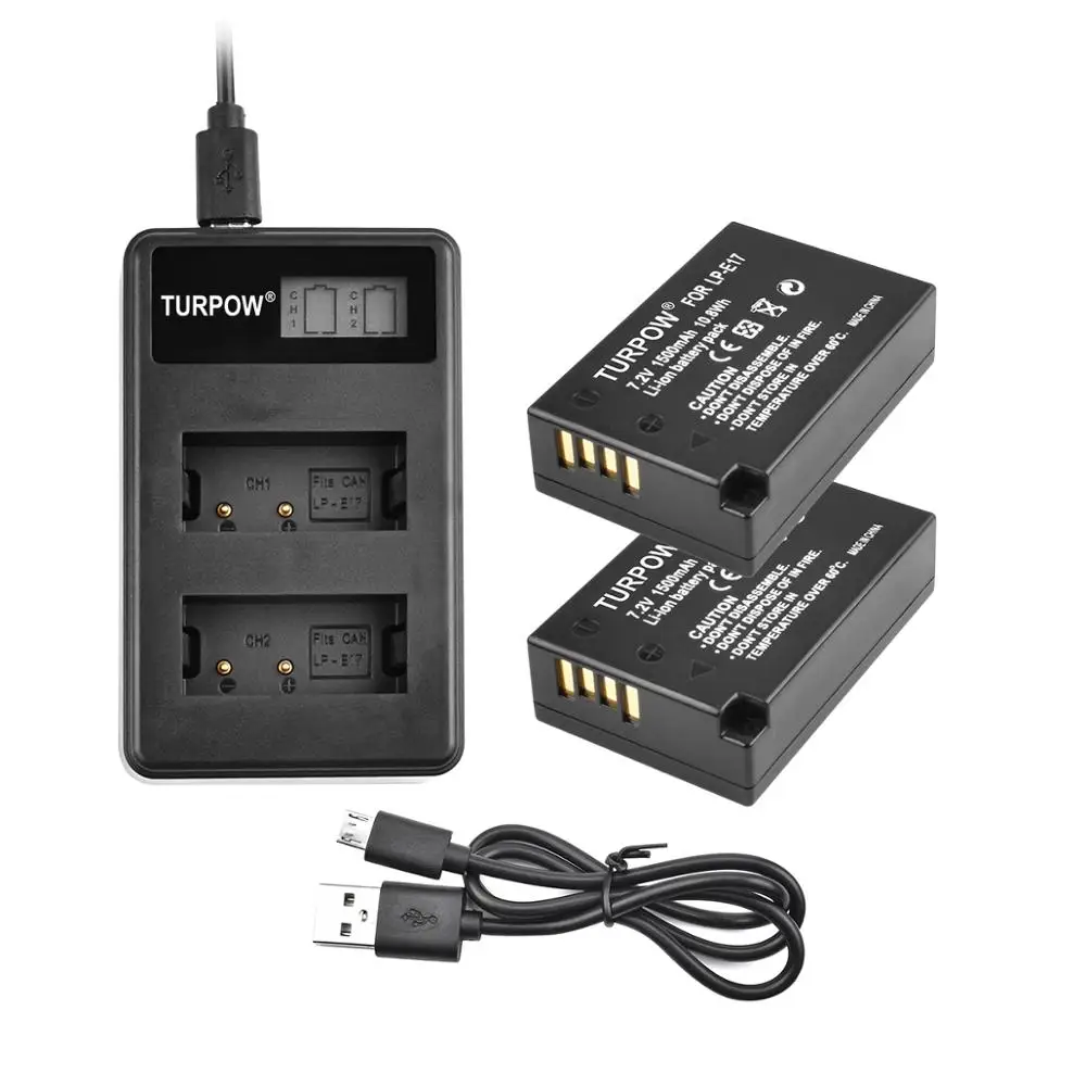 2X due Charger Turpow 1500 мА/ч, LPE17 LP E17 LP-E17 Батарея+ ЖК-дисплей двойной Зарядное устройство для цифровой однообъективной зеркальной камеры Canon EOS 200D M3 M6 750D 760D T6i T6s 800D 8000D поцелуй X8i L10 - Цвет: 2X due Charger