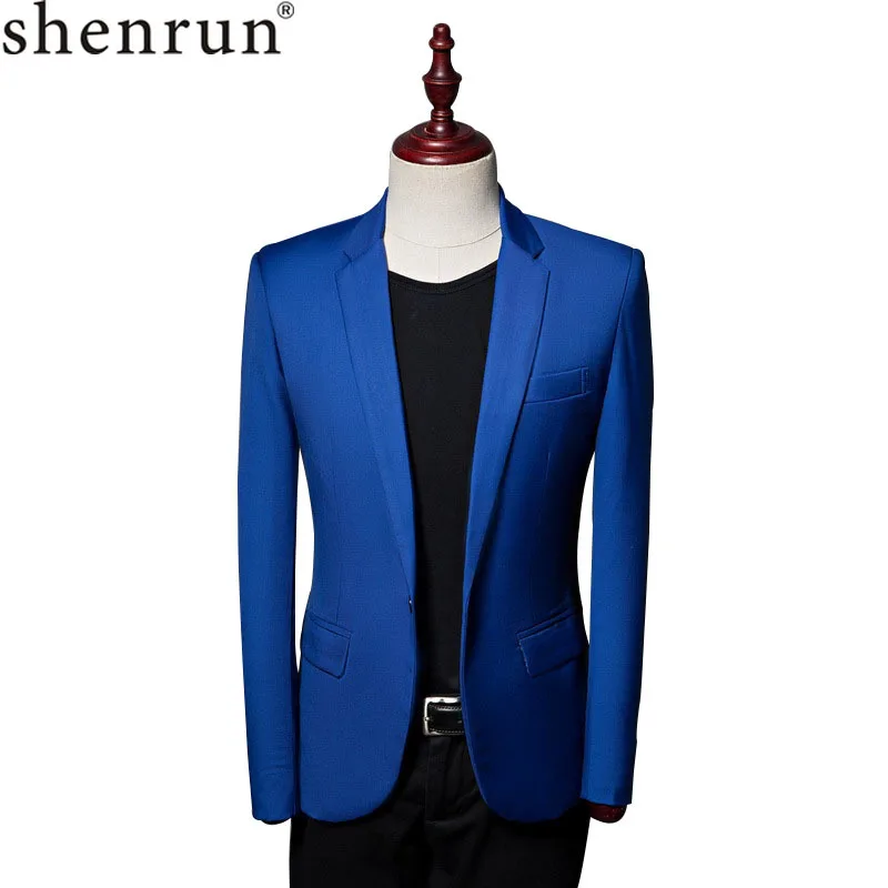 Shenrun мужская повседневная куртка сплошной цвет королевский синий пиджак модный