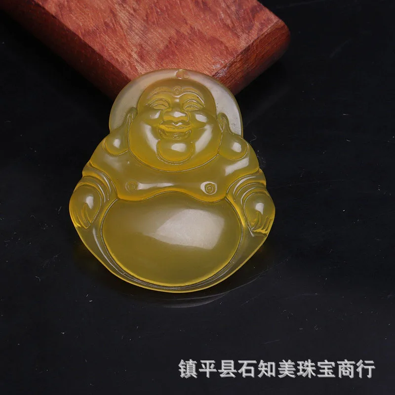 Natural Agate Chalcedony Big Belly Buddha Pendant Necklace Charm Jewellery Fashion Hand-Carved Woman Luck Amulet Sweater Chain | Украшения