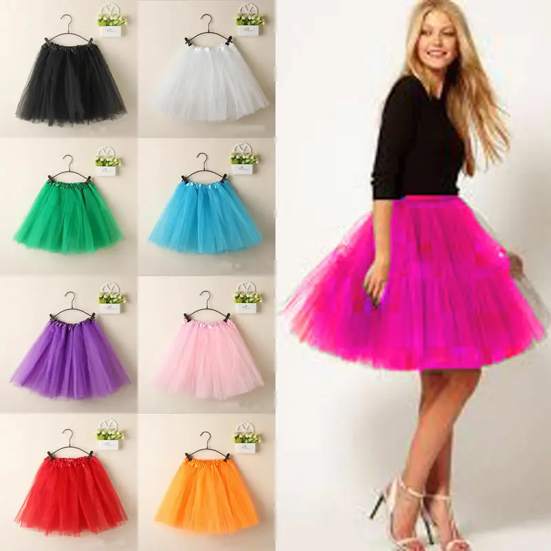 Ladies Colorful Tulle Tutu Dance Ballet Mini Skirt Women Solid Fluffy Adult Novelty |