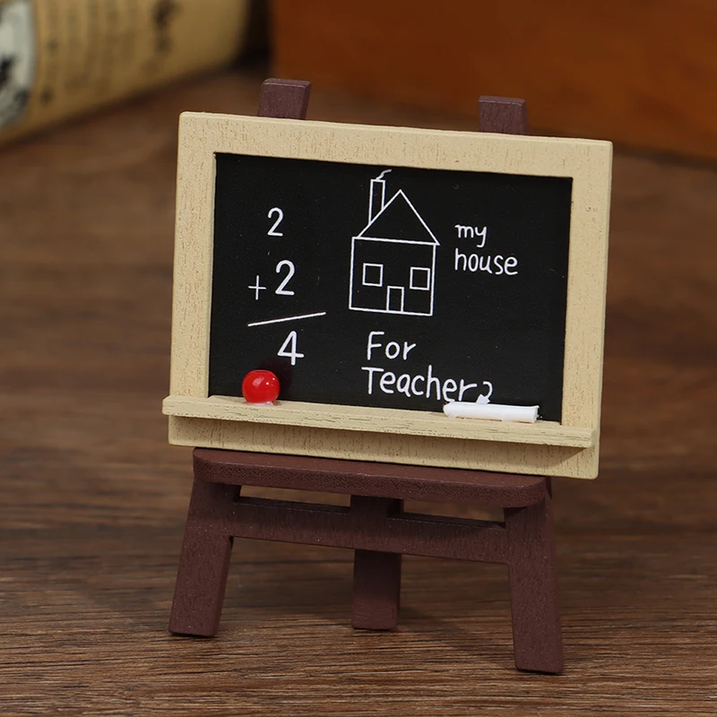 

1pc Miniature Blackboard Chalkboard W/ Easel Dollhouse Classroom Accessories