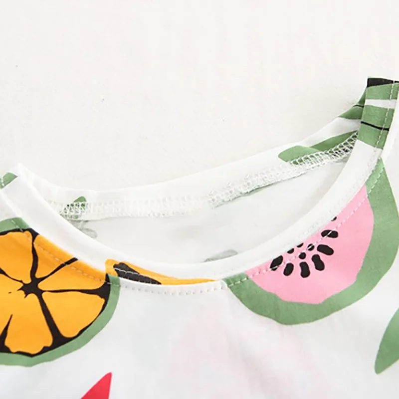 Осенние футболки для маленьких девочек детские с фруктовым принтом Короткие