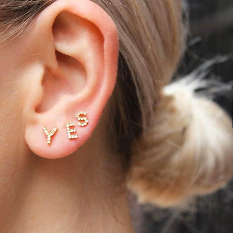 Новый 925 пробы серебро Cz вымощенное мини маленькие буквы 26 Алфавит