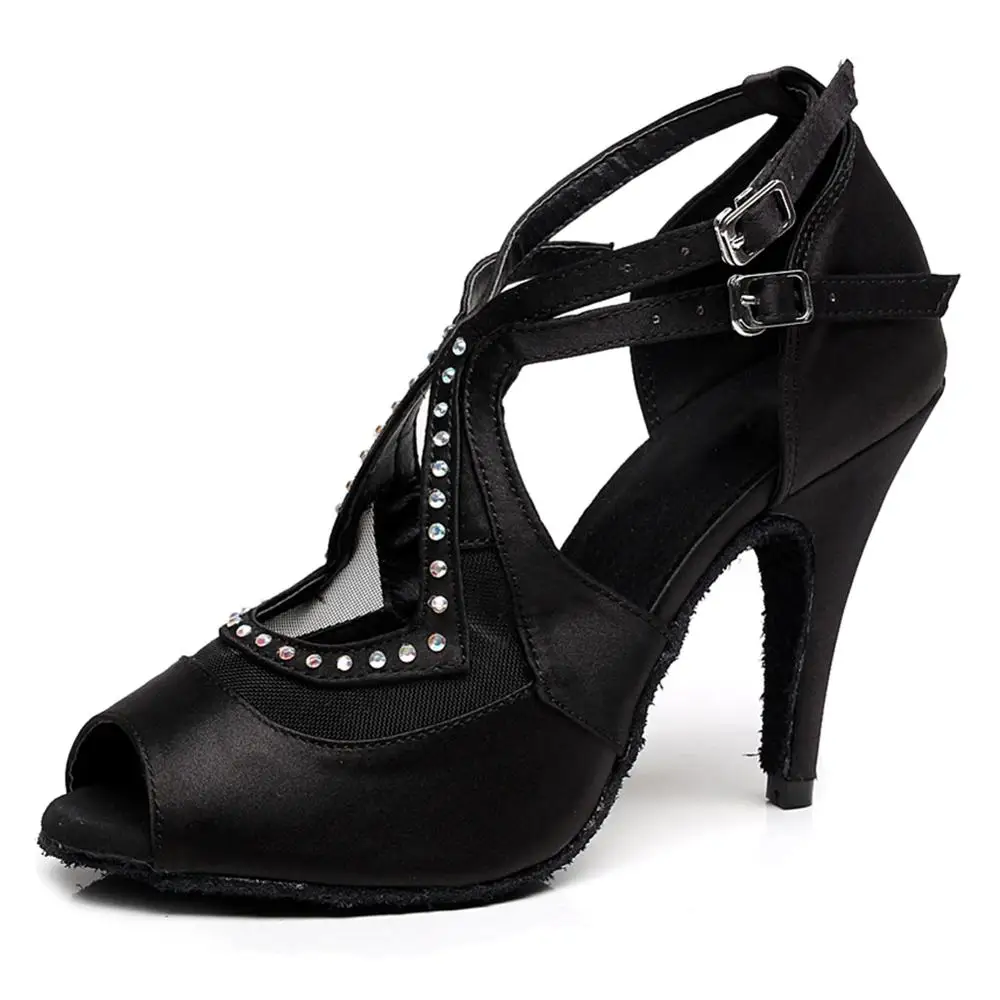 Женские атласные туфли DKZSYIM для латиноамериканских танцев и стразы Meshi