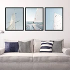 Минималистский парусный спорт Wall Art небо яхта Картина на холсте, украшение Horizon плакат Ocean плакат 