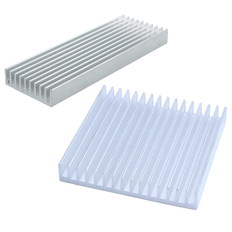 

2 Pcs Silver Tone Aluminum Radiator Heat Sink Heatsink, 100 X 35 X 10mm & 90 X 90 X 15mm
