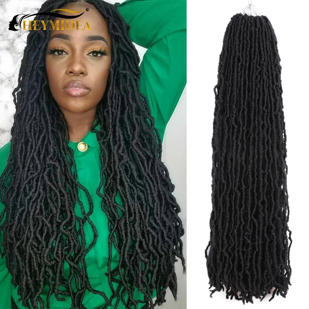 

HeyMidea Synthetic Braiding Hair Extensions Nu Locs Crochet Braids Hair Natural 36 Inches Faux Locs Curly Soft Dreadlocks