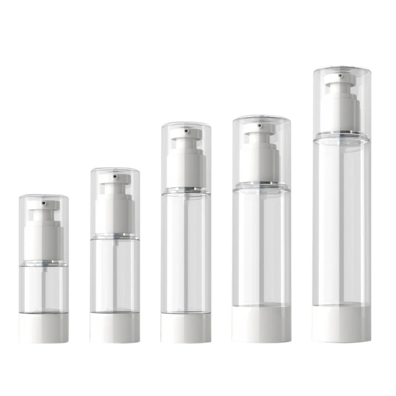 

1pcs Airless Lotion Cream Pump Bottle Refillable Empty Clear Travel Containers Liquid Vacuum Press Jar 15ml/30ml/50ml/80ml/100ml